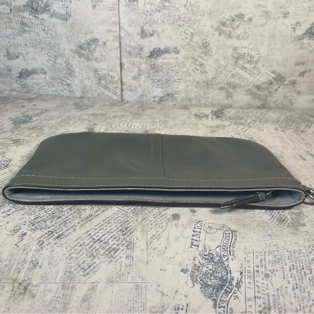 Coach gray leather wristlet